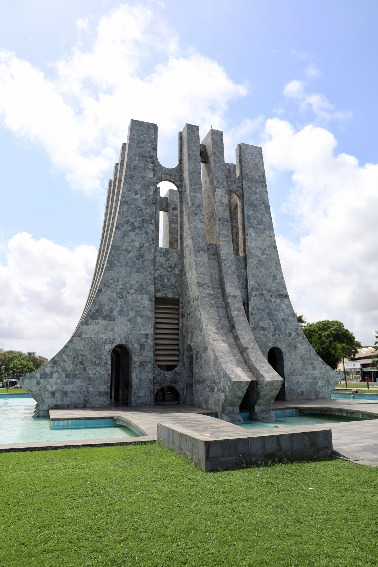 Kwame Nkrumah Memorial Park mausoleum and reflecting pools in Accra